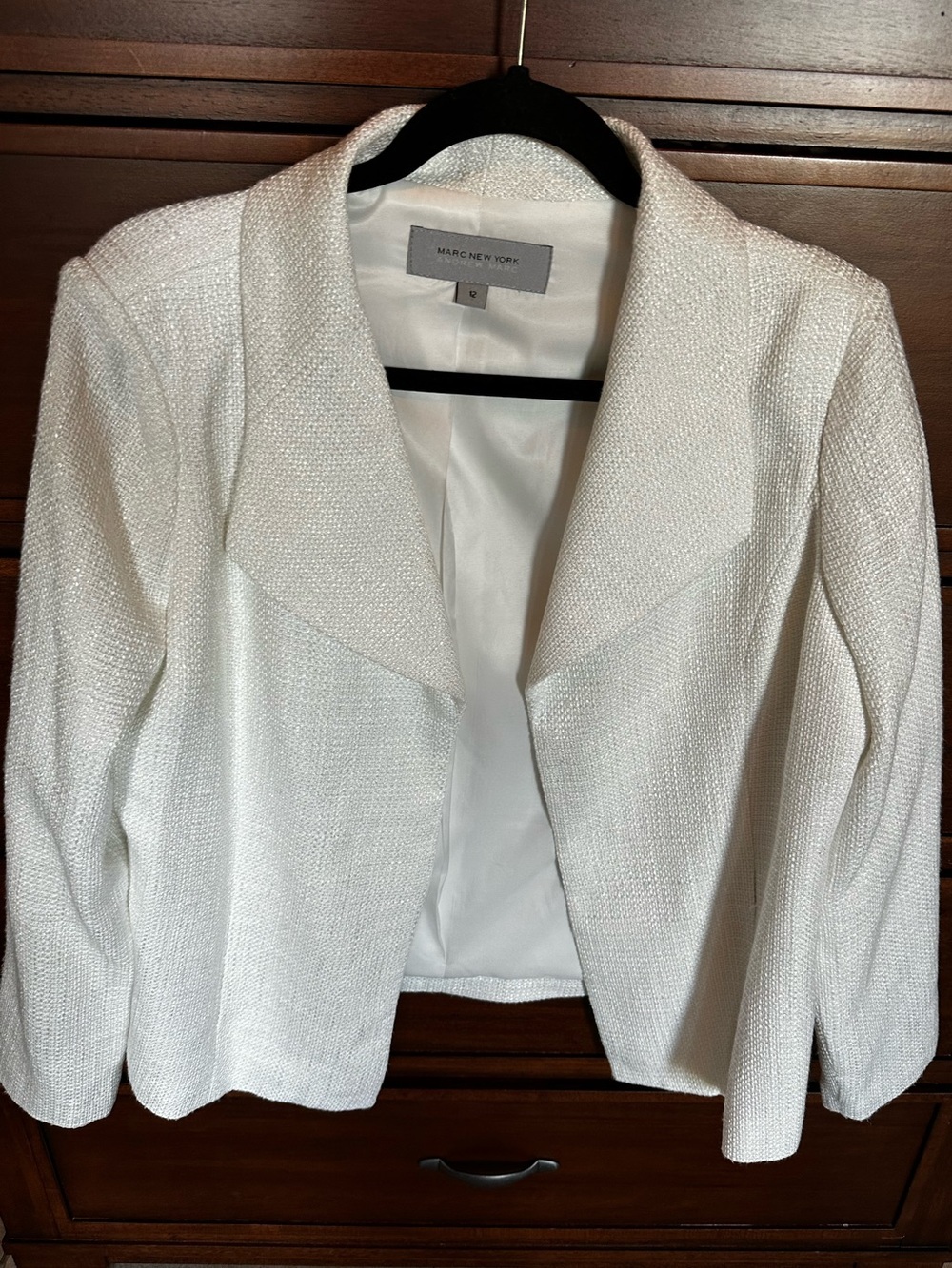 Andrew Mac Marc New York / White Shimmer Blazer / NWOT / Size 12